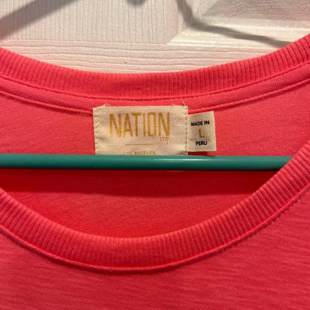 Nation LTD Elliot Ruffle Dress Women's Large Coral Pink Pima‎ Cotton